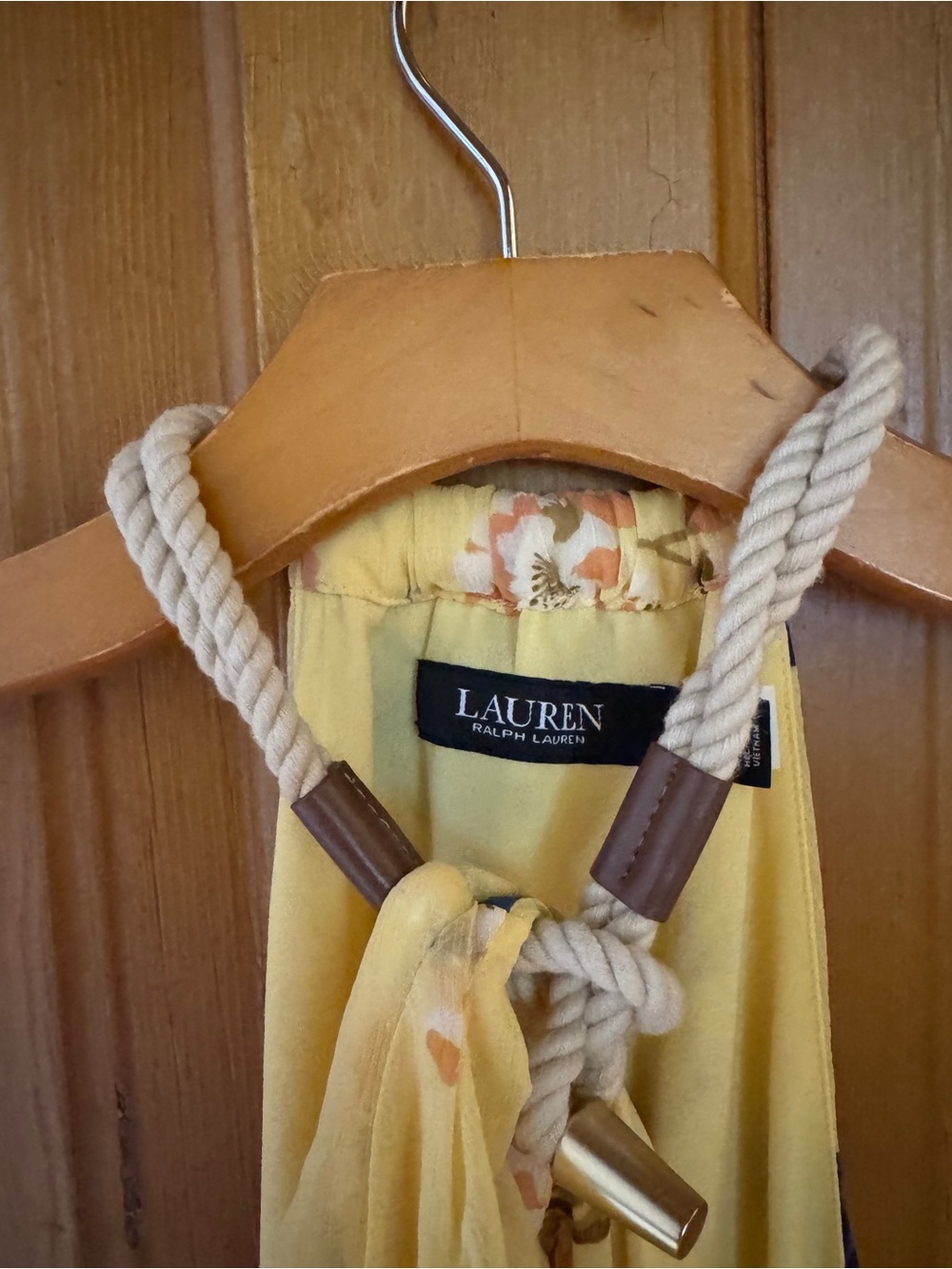 LAUREN Ralph Lauren Yellow Floral Rope-Accent sleeveless top